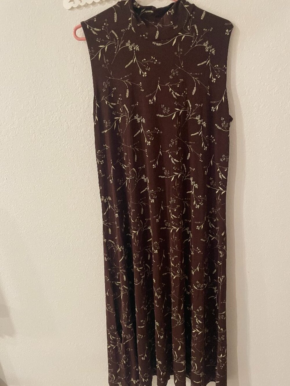 1997 Whimsigoth Brown and Beige Wheat and Floral Maxi Dress